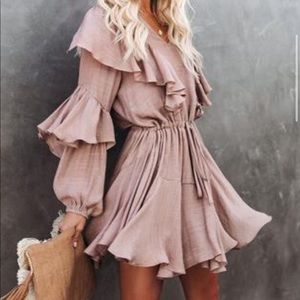 Vici Collection Drawstring Ruffle Dress